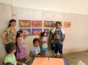 Children's gallery - after each Mas Arte workshop children are able to proudly display their artwork on the wall.